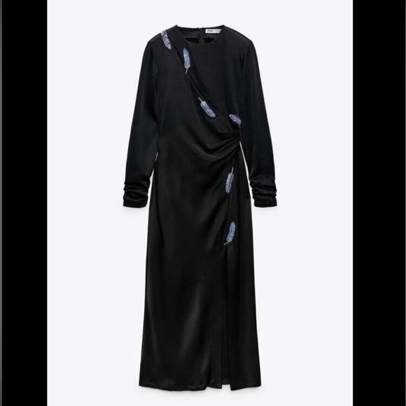 ZARA BNWOT satin effect dress with leaf - Picture 13 of 16